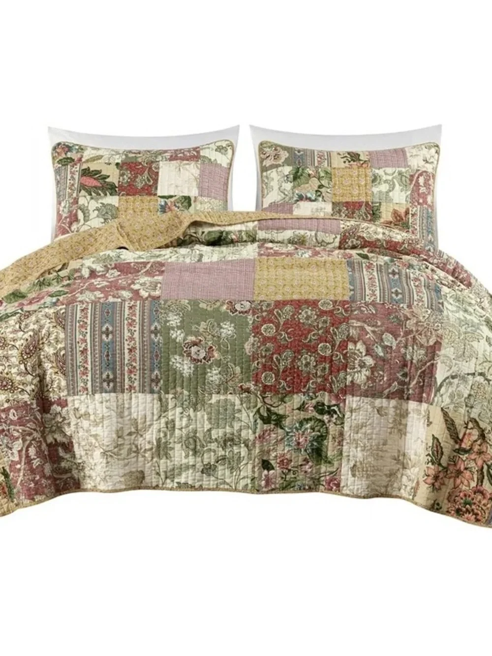 Patchwork Floral cal king 3 piece Quilt Set - 100% cotton